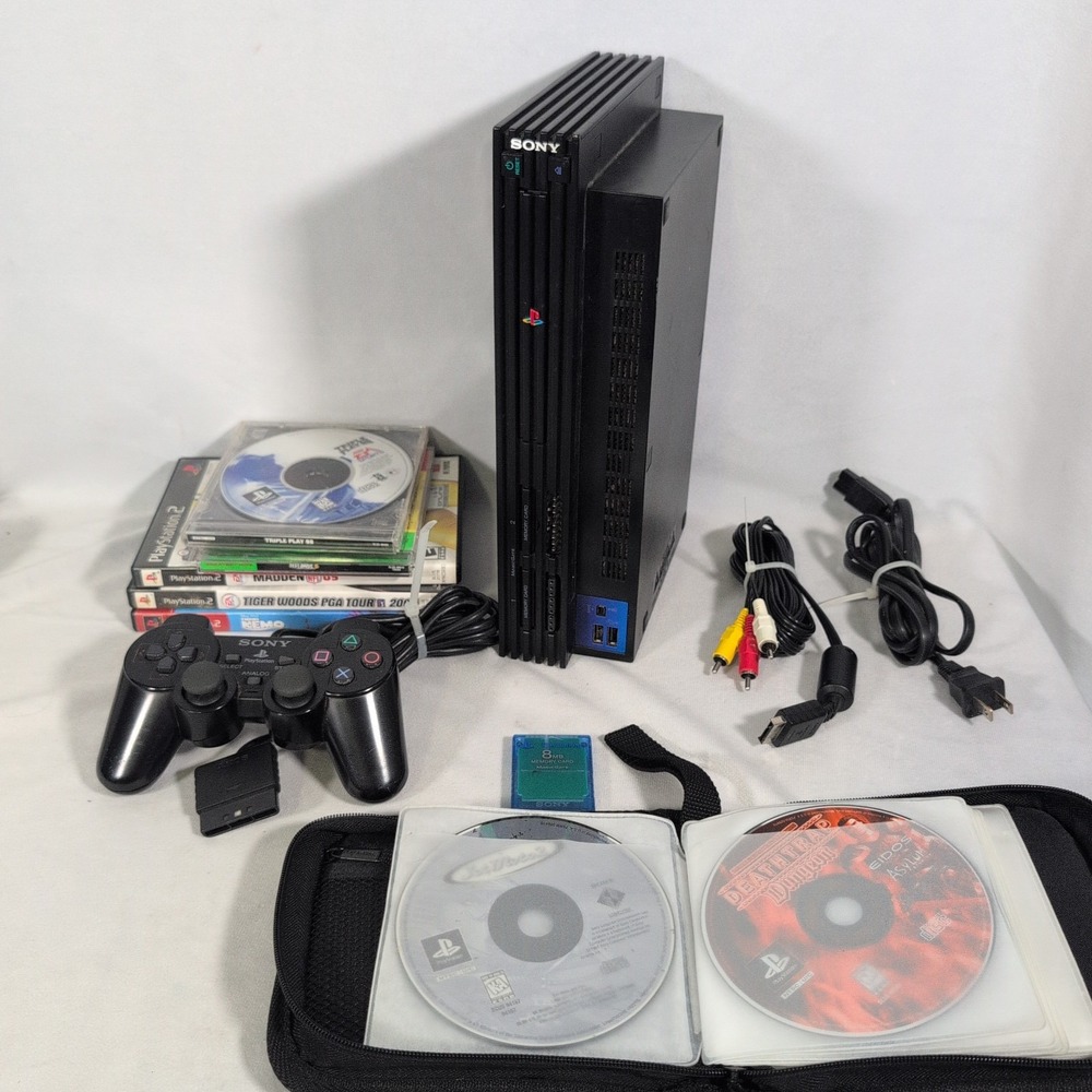 Sony PlayStation 2 PS2 Fat SCPH-39001 Console OEM Black Controller 11 Games